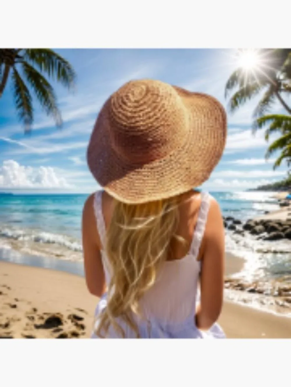 Handmade Paper Straw Wide Brim Sun Hat Foldable Travel Beach Hat - Picture 3 of 7